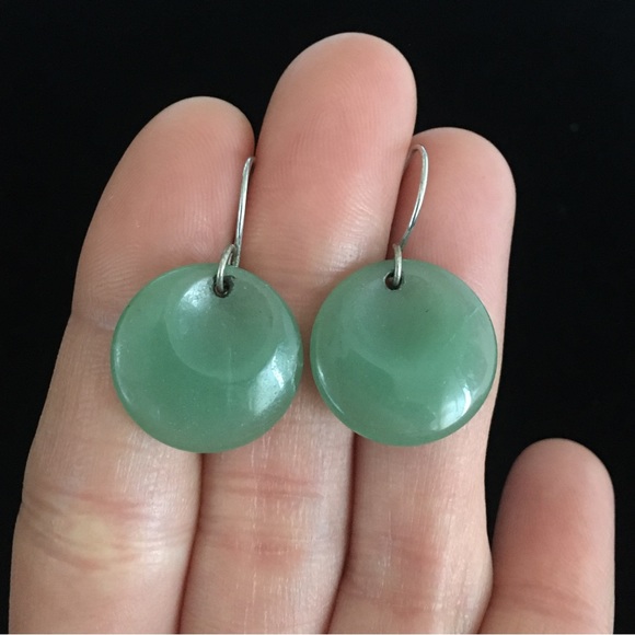 unknown Jewelry - Vintage Green Stone Dangle Earrings